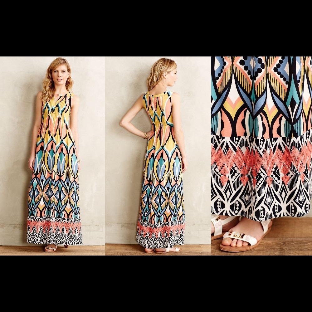Anthropologie Dahlia embroidered maxi dress